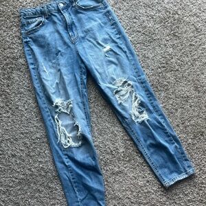 Distressed Blue Jeans